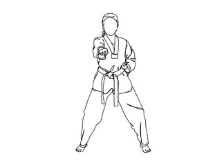 Taekwondo Player Single Line Drawing Ai, EPS, SVG, PNG, JPG zip file
