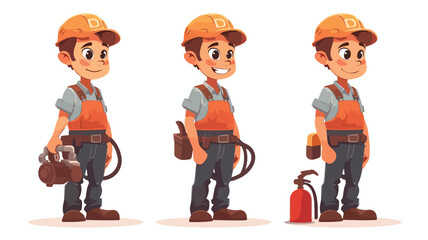 Cute plumber character. Vector illustration.