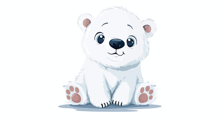 Cute polar bear isolated element. Funny arctic animal.