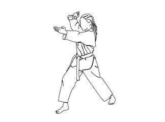 Taekwondo Player Single Line Drawing Ai, EPS, SVG, PNG, JPG zip file