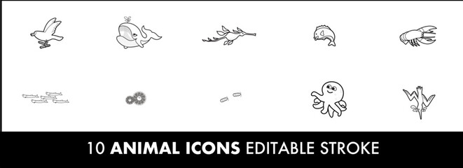 10 Animal illustrations - editable stroke
