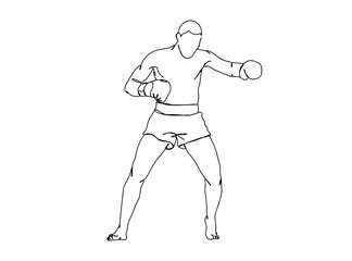 Boxing Player Single Line Drawing Ai, EPS, SVG, PNG, JPG zip file
