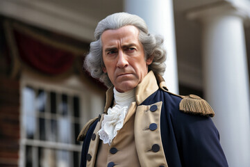 The first president, George Washington, in front the White House in 1791