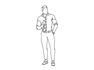 Person, Man, Boy, Fashion Dress, Clothings Single Line Drawing Ai, EPS, SVG, PNG, JPG zip file