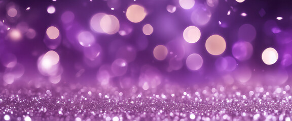 Glamour in Purple Hues: Glittering Bokeh and Softly Glowing Lights Create a Luxurious and Sparkling Atmosphere - Abstract Purple & Silver Background