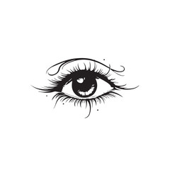 Eye in cartoon, doodle style . Image for t-shirt, web, mobile apps and ui. Isolated 2d vector illustration in logo, icon, sketch style, Eps 10, black and white. AI Generative