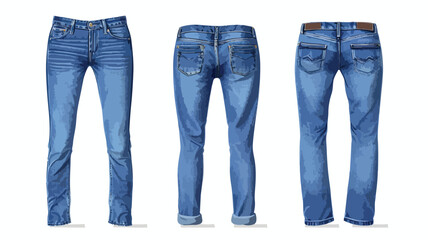 Blank templates of men's and women's jeans. - obrazy, fototapety, plakaty