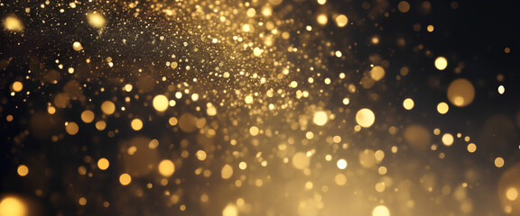 Enchanting Glow: Shimmering Bokeh Lights Illuminate Festive Celebrations with a Touch of Magic - Captivating Photography for Cherished Moments - Gold & Black Background