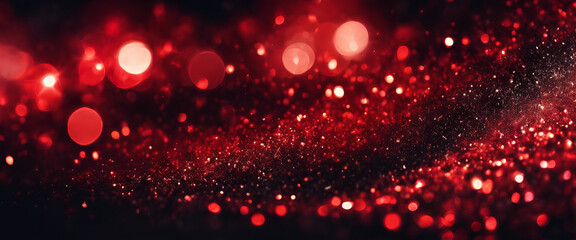 Crimson Enchantment: Romantic Red Bokeh Adorned with Sparkling Elegance, Ideal for Creating Magical Backdrops and Festive Celebrations - Abstract Red & Black Background