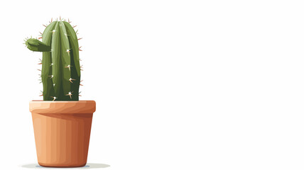 Cactus with potted on the table icon vector.