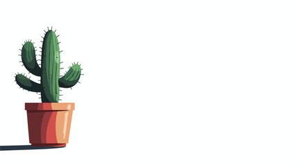 Cactus with potted on the table icon vector.