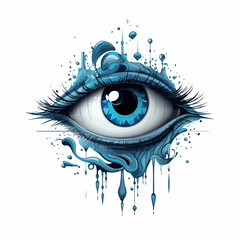Eye in cartoon, doodle style. Image for t-shirt, web, mobile apps and ui.  Isolated 2d vector illustration in logo, icon, sketch style, Eps 10. AI Generative
