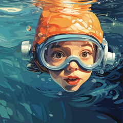 Illustration of a swimming little.