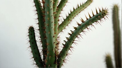 Bush of Fishbone cactus on plain white background from Generative AI