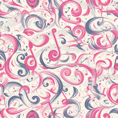 Obraz premium pink abstract patterns music, Seamless tile pattern AI art