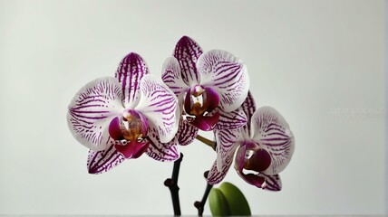 Bush of orchid flowers on plain white background from Generative AI