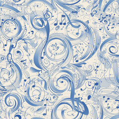 abstract patterns music, Seamless tile pattern AI art