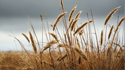 Tussock of dried grass on plain white background from Generative AI