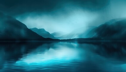 Fototapeta premium Majestic northern lights over icy mountain peaks. Ethereal arctic winter night sky