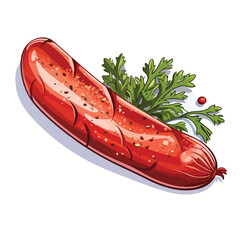 Line vector of meat sausage. Clipart of sausage.
