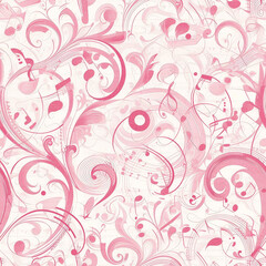 pink abstract patterns music, Seamless tile pattern AI art