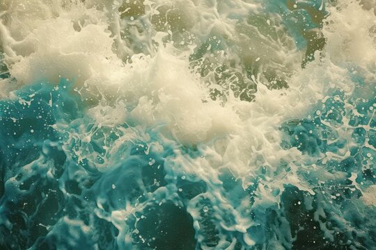Abstract texture of ocean waves. Aqua and turquoise sea foam