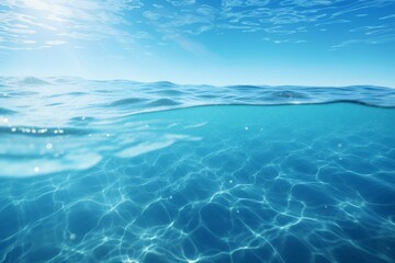Fototapeta na wymiar Stunning pristine water with lovely light reflections, high-quality 3D render on blue background. Generative AI