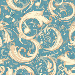 abstract patterns music, Seamless tile pattern AI art