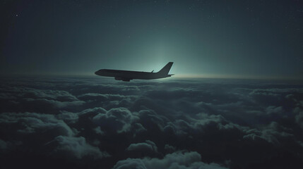plane flying above dark clouds