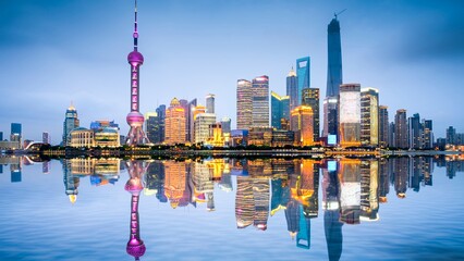 4K Photograph Capture: City skyline of Shanghai, China.