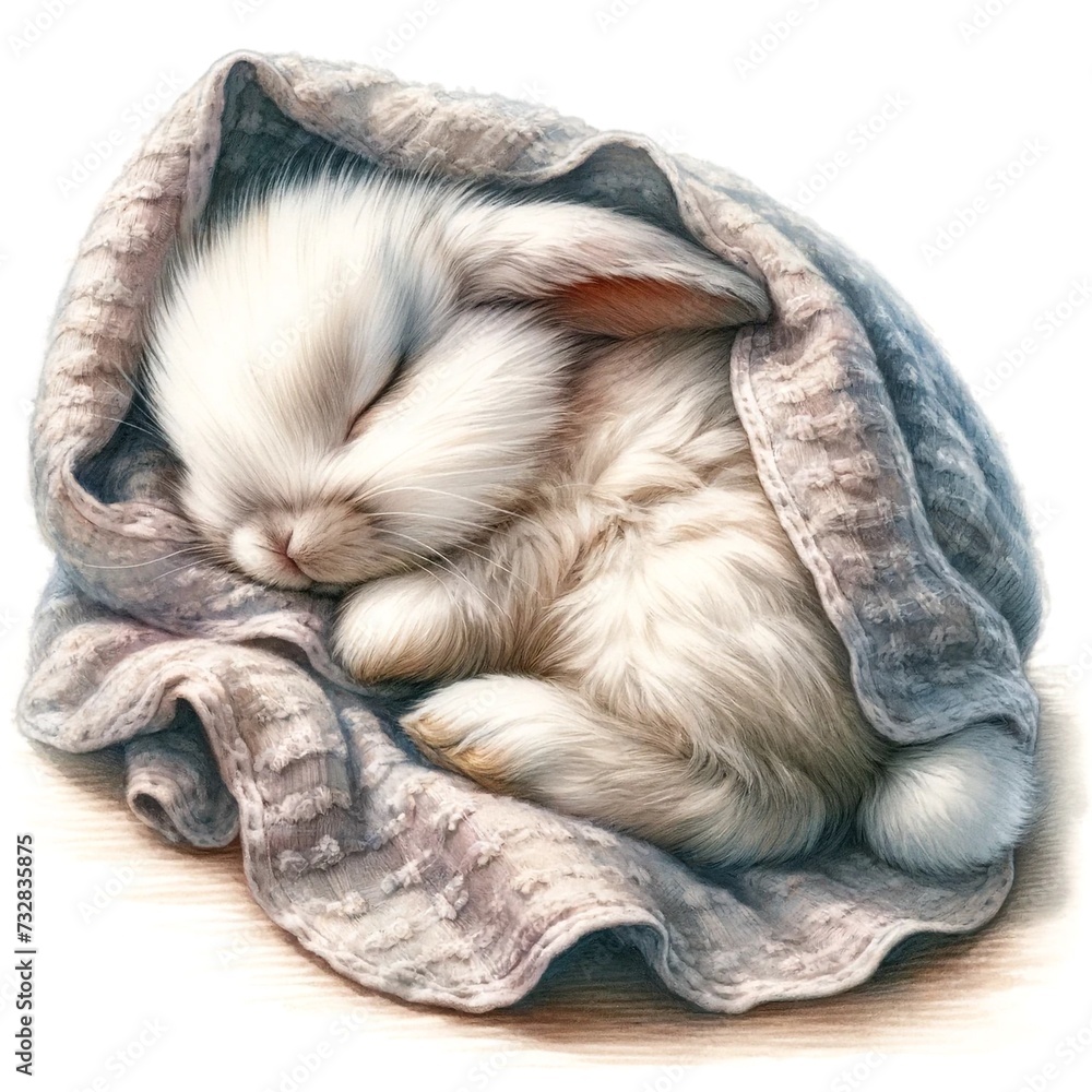 Poster whimsical bunny watercolor illustration created with generative ai technology
