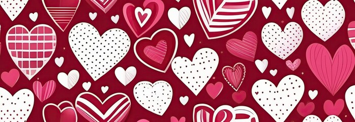 Cute hand drawn hearts seamless pattern, great for Valentine's Day, Weddings, Mother's Day - textiles, banners, wallpapers, backgrounds. 