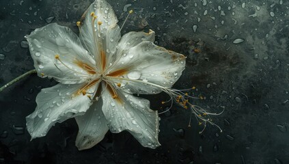 An elegant white flower on a luxurious dark background
