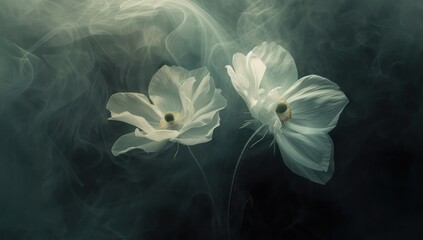 An elegant white flower on a luxurious dark background