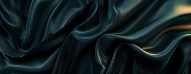 Obraz premium Luxurious dark turquoise silk fabric with an elegant texture and smooth pleats