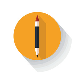Pencil flat icon in circle. Simple sign.