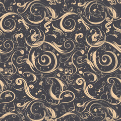 abstract patterns music, Seamless tile pattern AI art