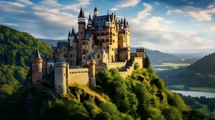 Photo sur Plexiglas Vieil immeuble Iconic Display of Majestic Medieval European Castle Surrounded by Nature's Beauty