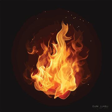 Realistic fire flames isolated on transparent...