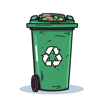 Recycling garbage doodle icon vector.