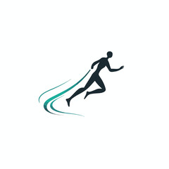 Fototapeta na wymiar Running stick figure logo design template.