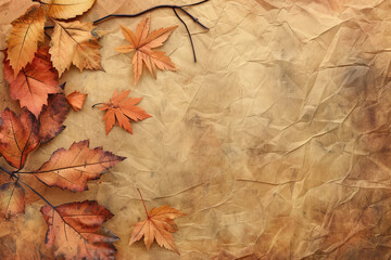 Autumn background with textured paper and room for text.