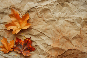 Autumn background with textured paper and room for text.