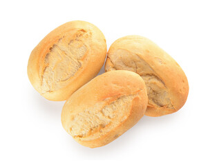 Fresh delicious buns on white background