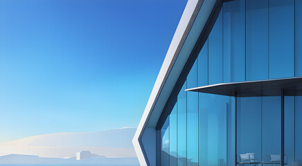 Graphic image showing the sky at the end of a modern building. Generative AI.