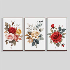 Beautiful flower collection of posters with roses.