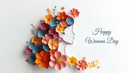 Happy women's day greeting card design on a paper cut style, Generative Ai