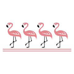 vector image pink flamingos lined up on parallel lines, print style. Vector for silkscreen, dtg, dtf, t-shirts, signs, banners, Subimation Jobs or for any application