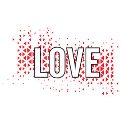 abstract vector image red speckled background written LOVE, print style. Vector for silkscreen, dtg, dtf, t-shirts, signs, banners, Subimation Jobs or for any application