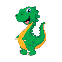 vector image of baby dinosaur, green with yellow, childish, print style Vector for silkscreen, dtg, dtf, t-shirts, signs, banners, Subimation Jobs or for any application